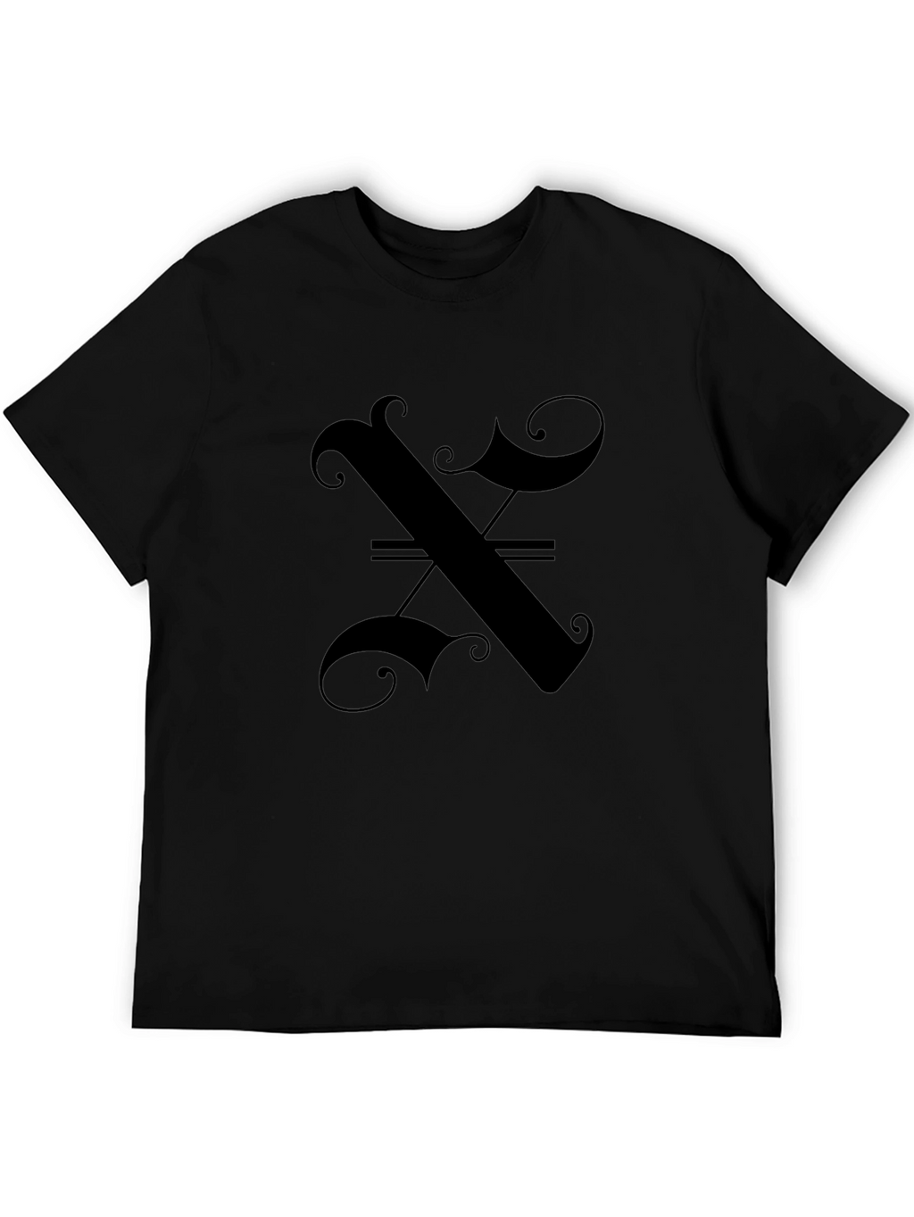 Elegant Gothic Initial X Black T-Shirt