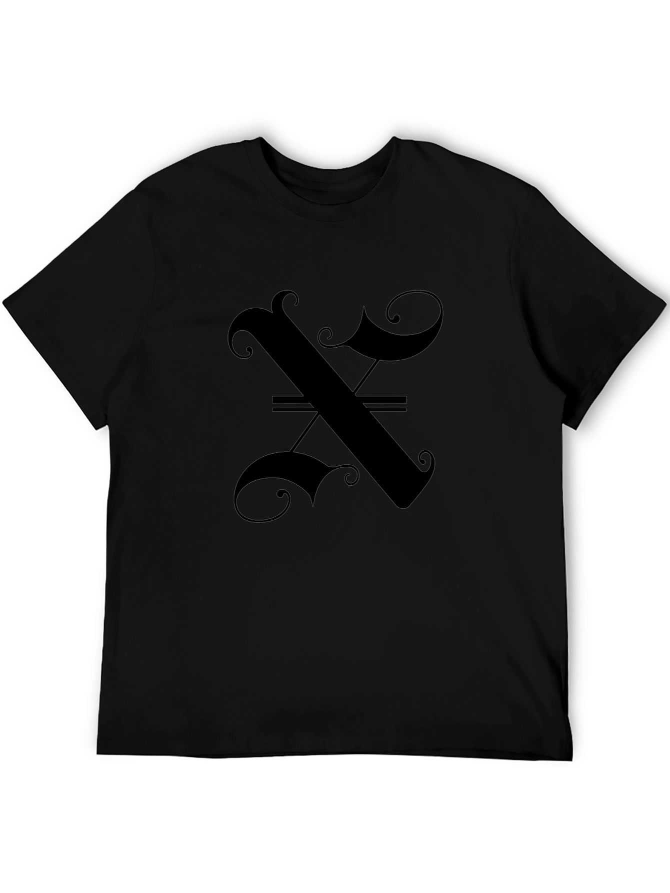 Elegant Gothic Initial X Black T-Shirt