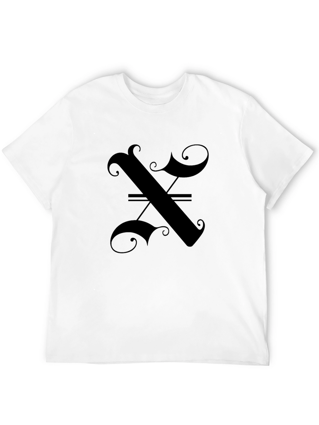 Elegant Gothic Initial X Black T-Shirt