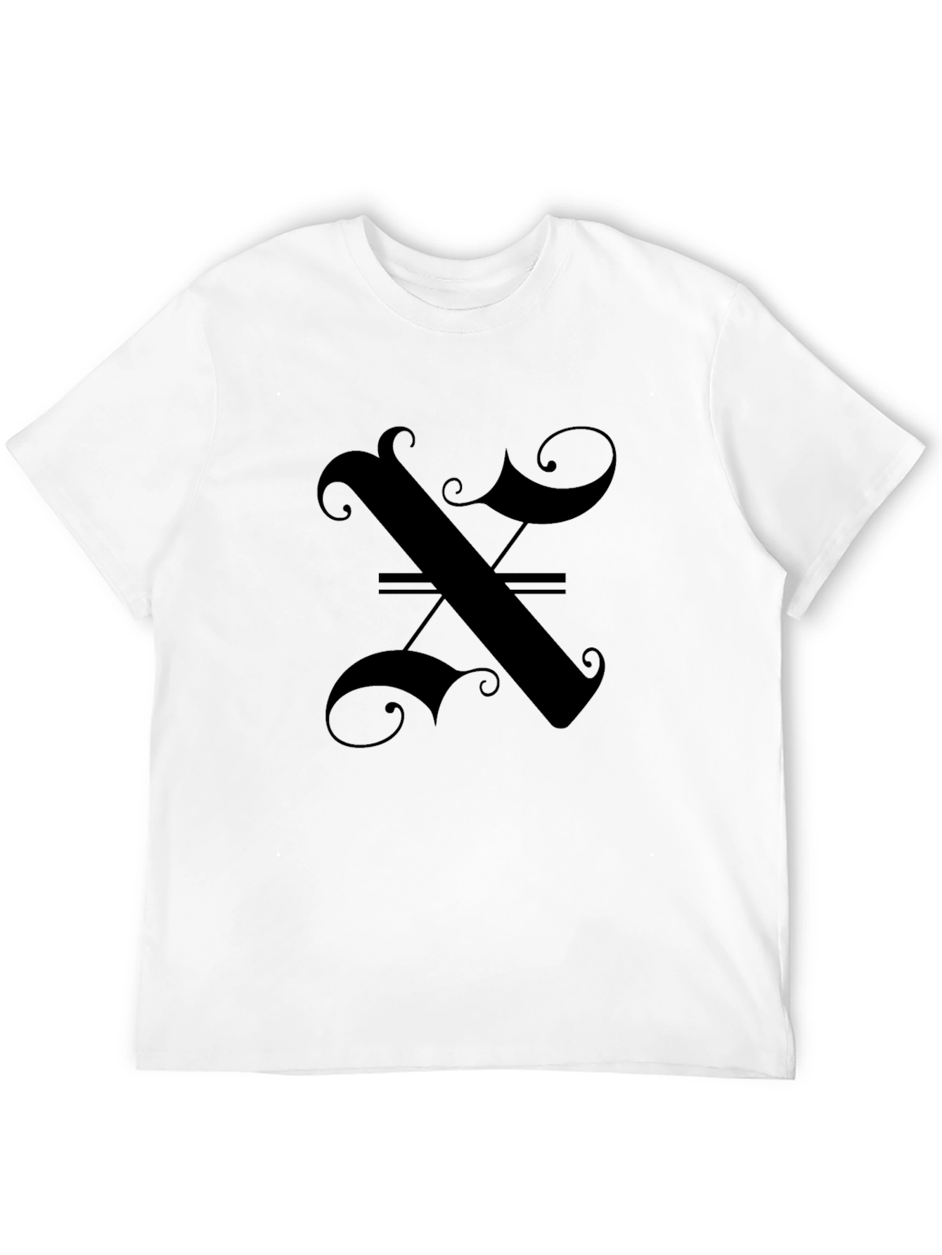 Elegant Gothic Initial X Black T-Shirt