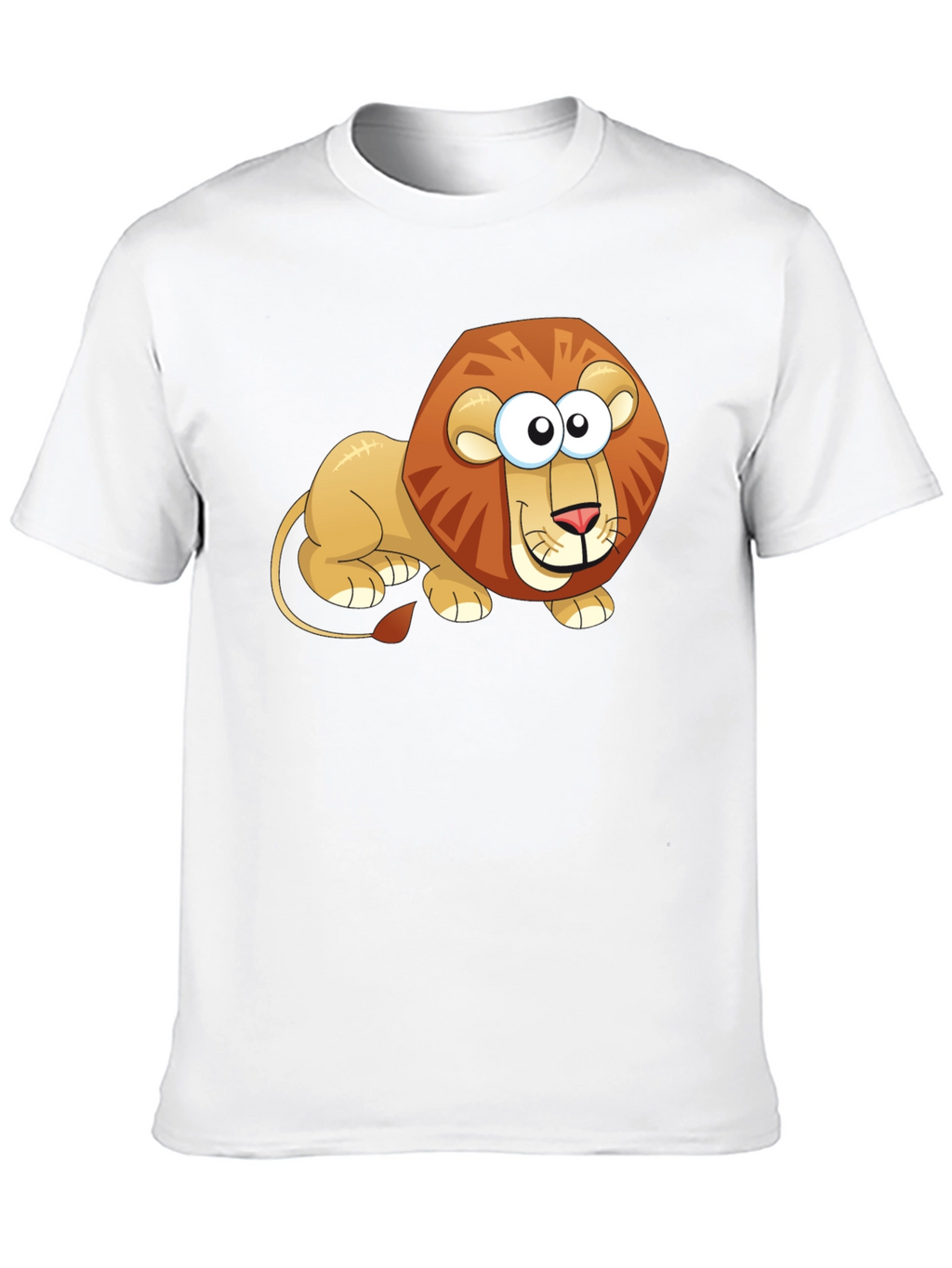 Cartoon Lion Graphic T-Shirt - Casual Black Tee