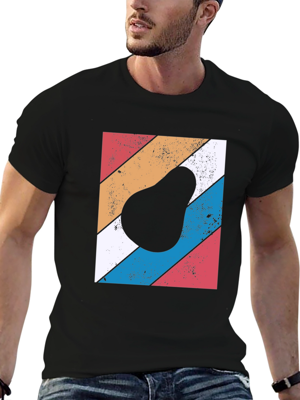 Retro Avocado Graphic Tee - Black Cotton T-Shirt