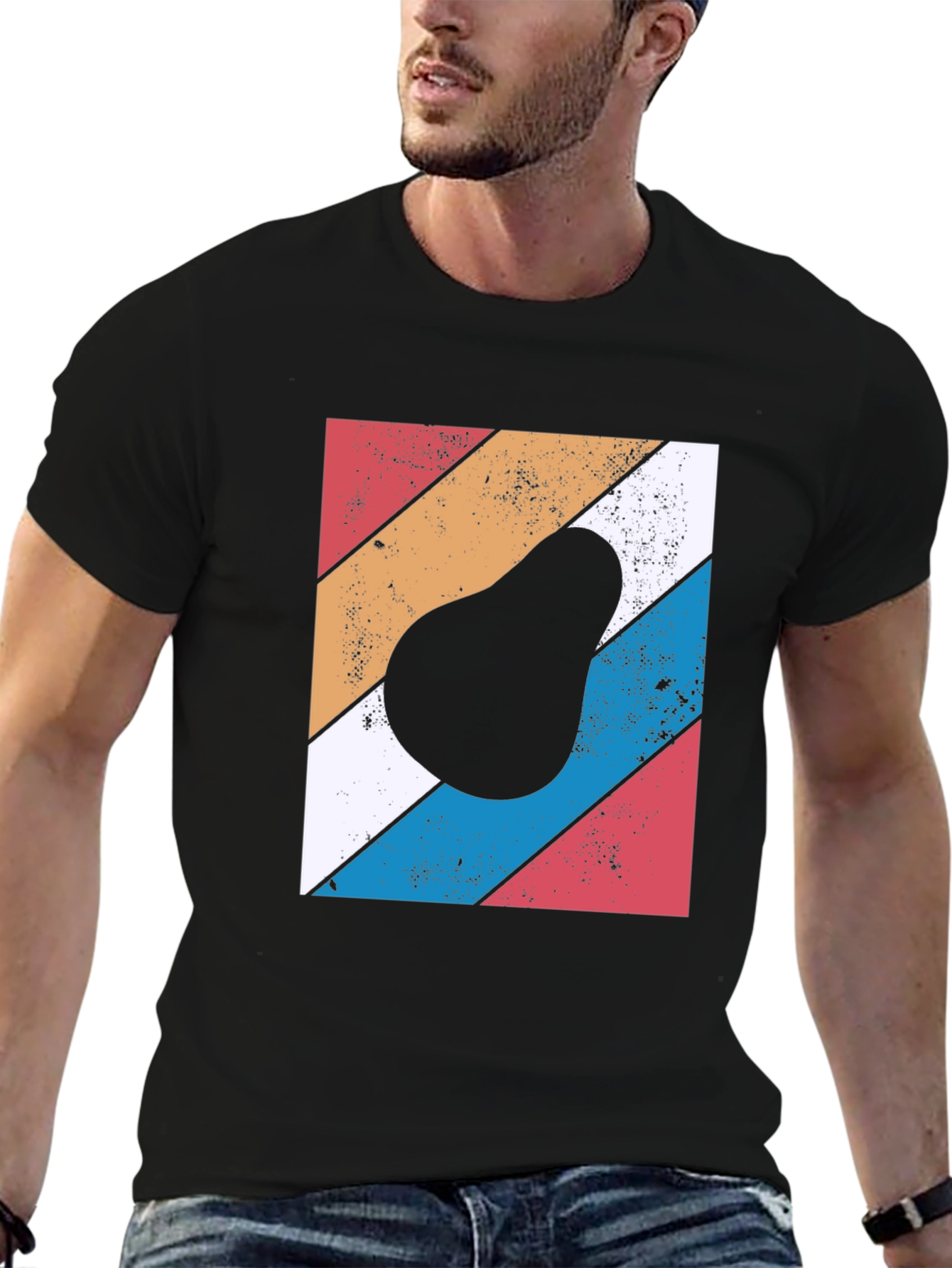 Retro Avocado Graphic Tee - Black Cotton T-Shirt