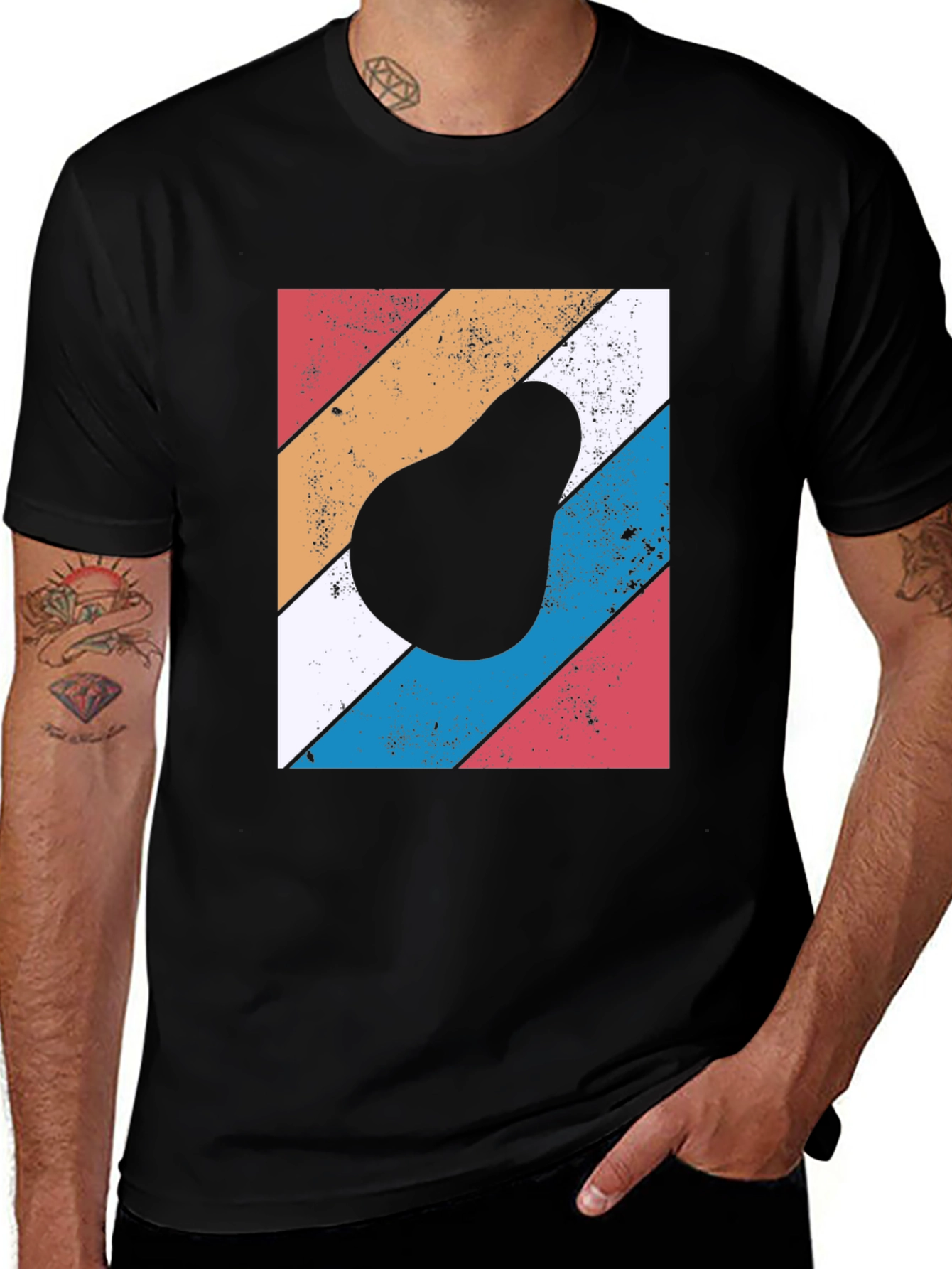 Retro Avocado Graphic Tee - Black Cotton T-Shirt