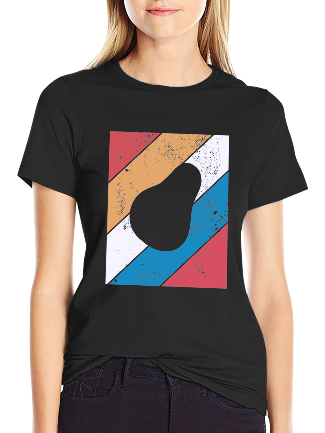 Retro Avocado Graphic Tee - Black Cotton T-Shirt