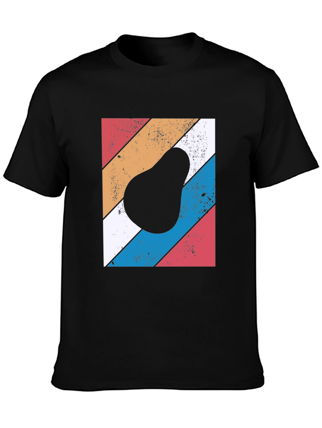 Retro Avocado Graphic Tee - Black Cotton T-Shirt