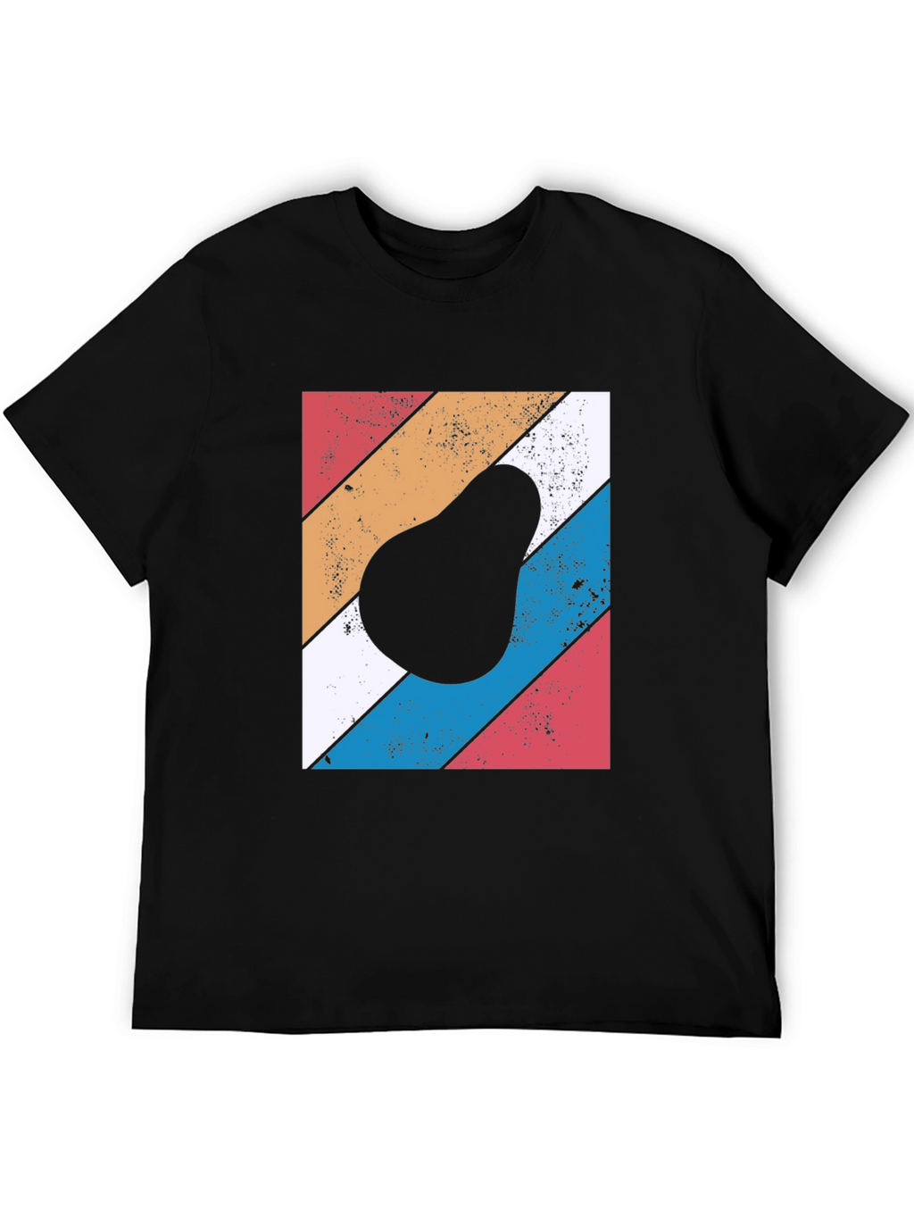 Retro Avocado Graphic Tee - Black Cotton T-Shirt