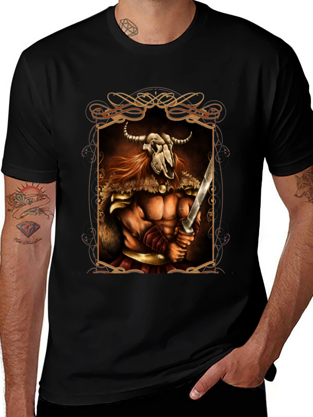 Warrior Skull Viking Graphic Tee