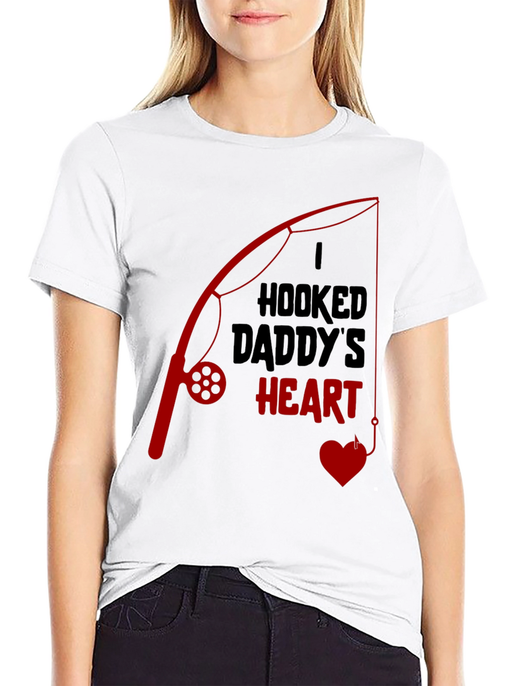 Hooked Daddys Heart Fishing T-Shirt