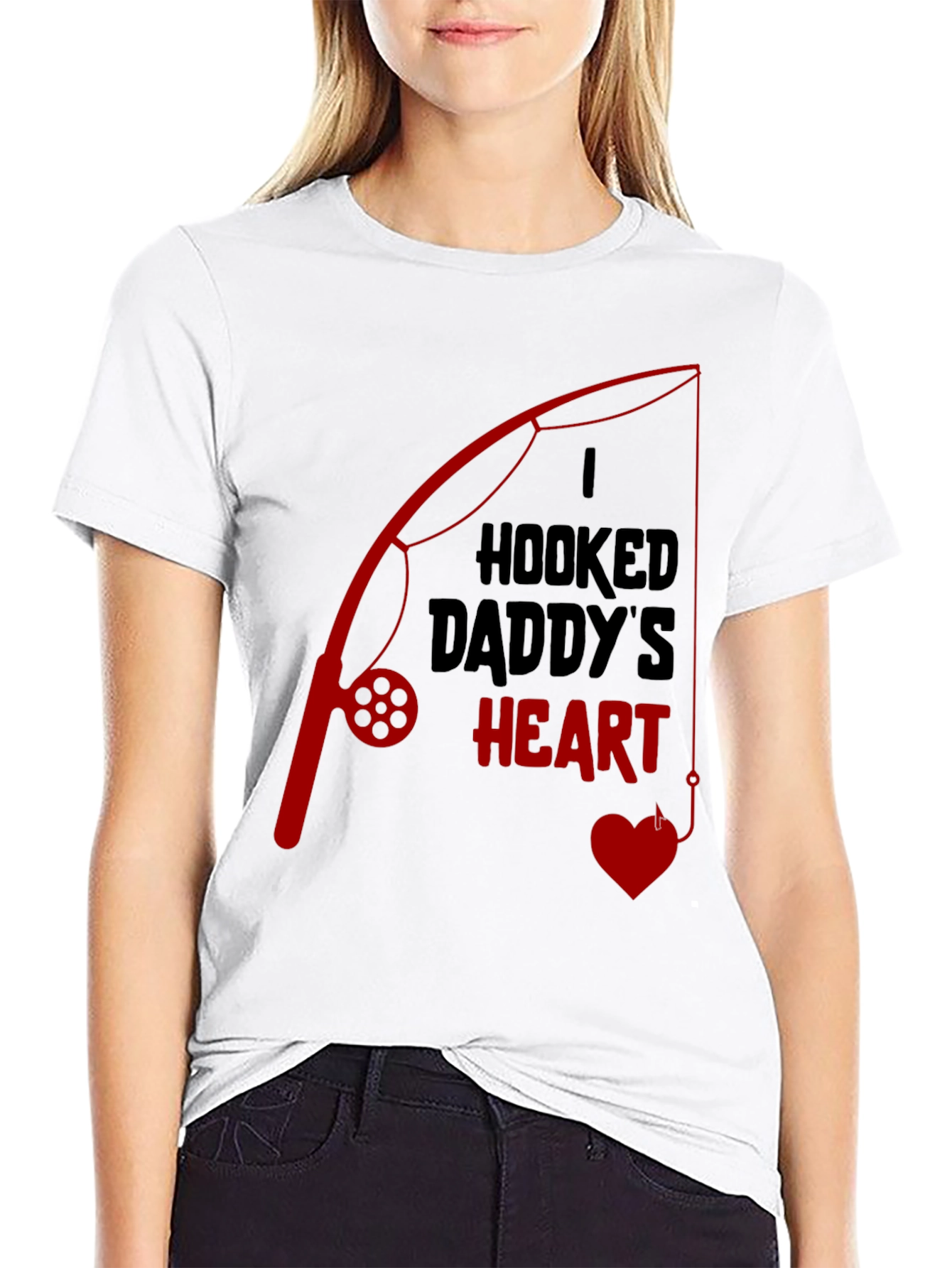 Hooked Daddys Heart Fishing T-Shirt