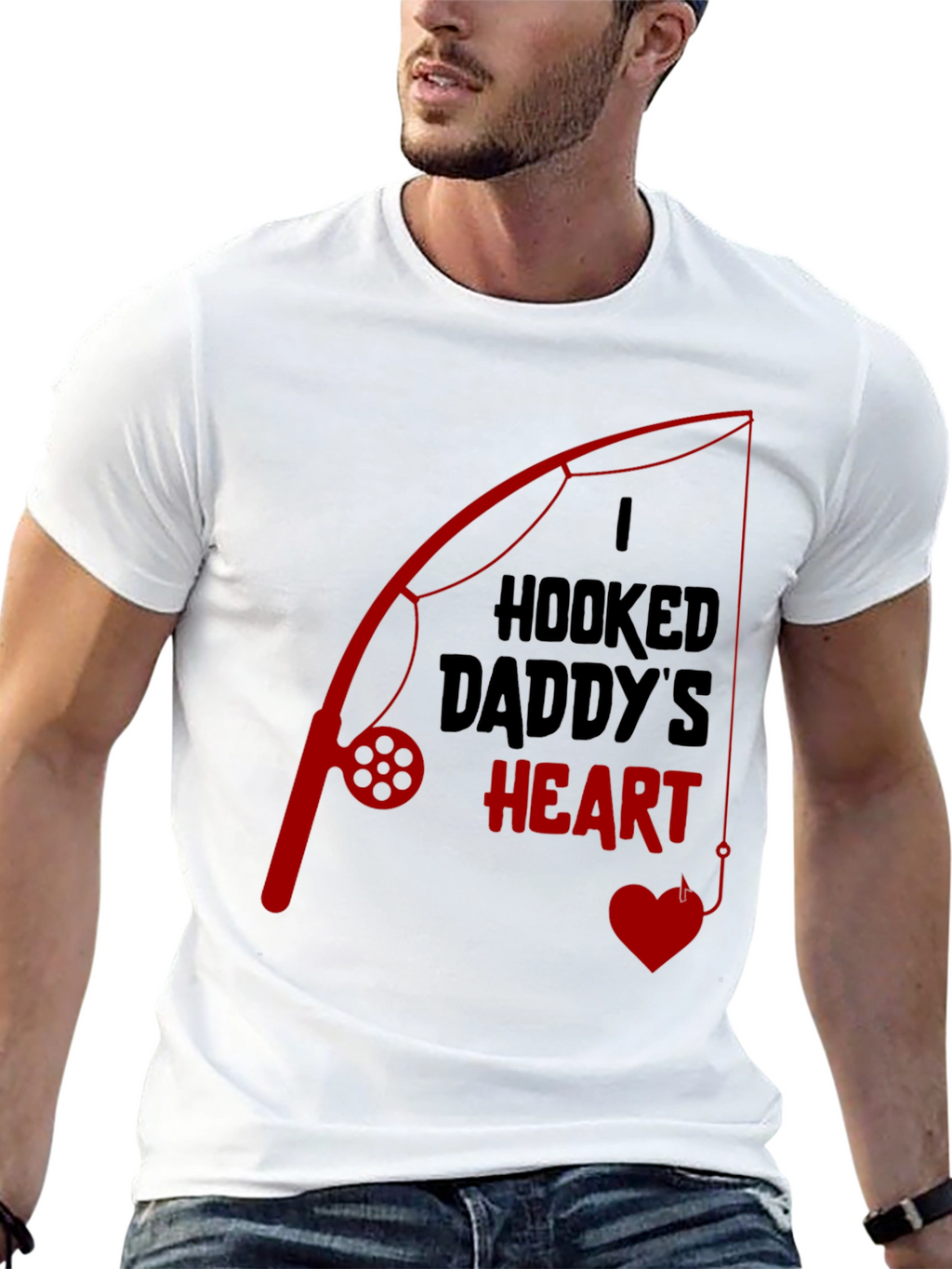 Hooked Daddys Heart Fishing T-Shirt