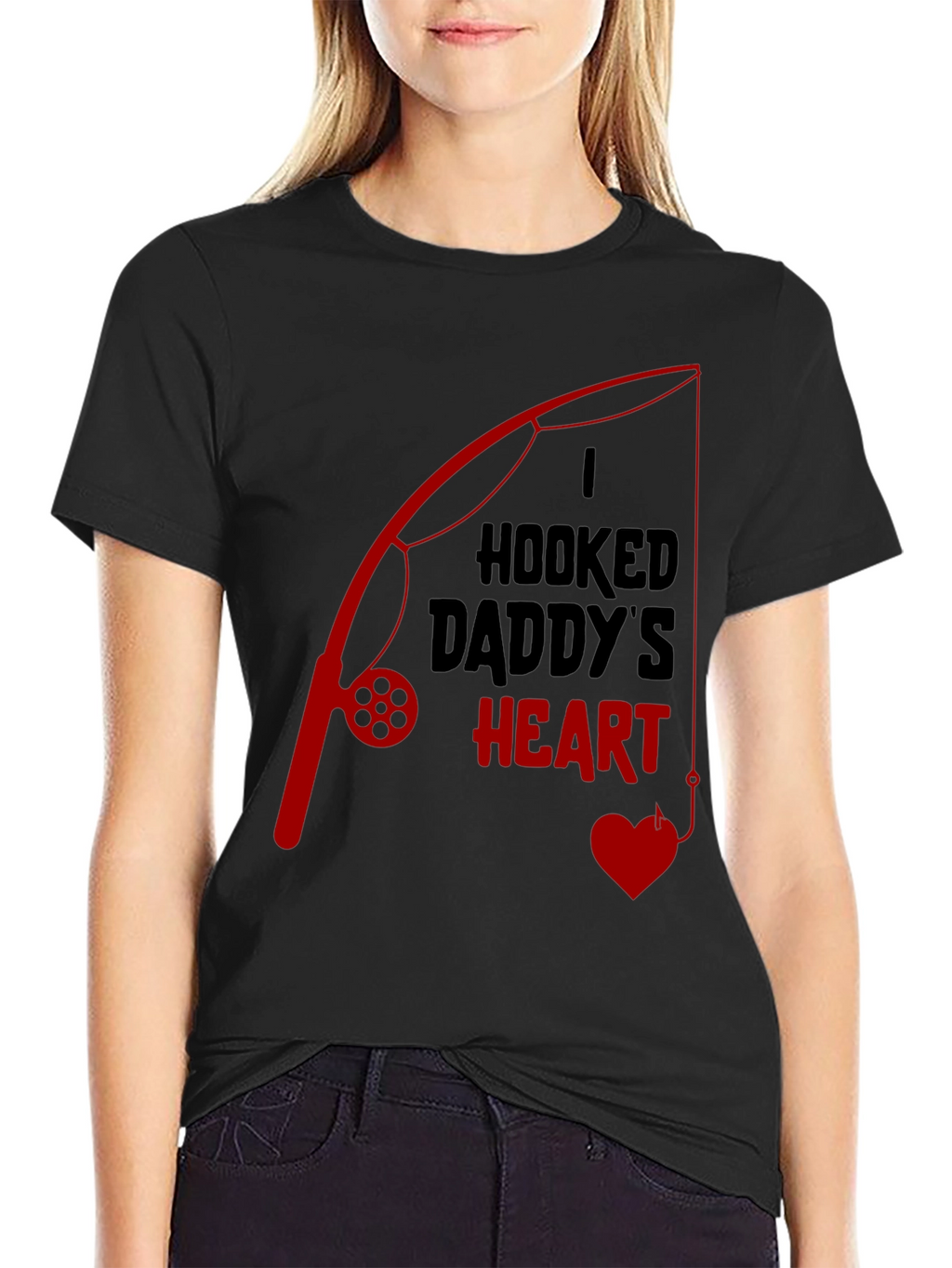 Hooked Daddys Heart Fishing T-Shirt
