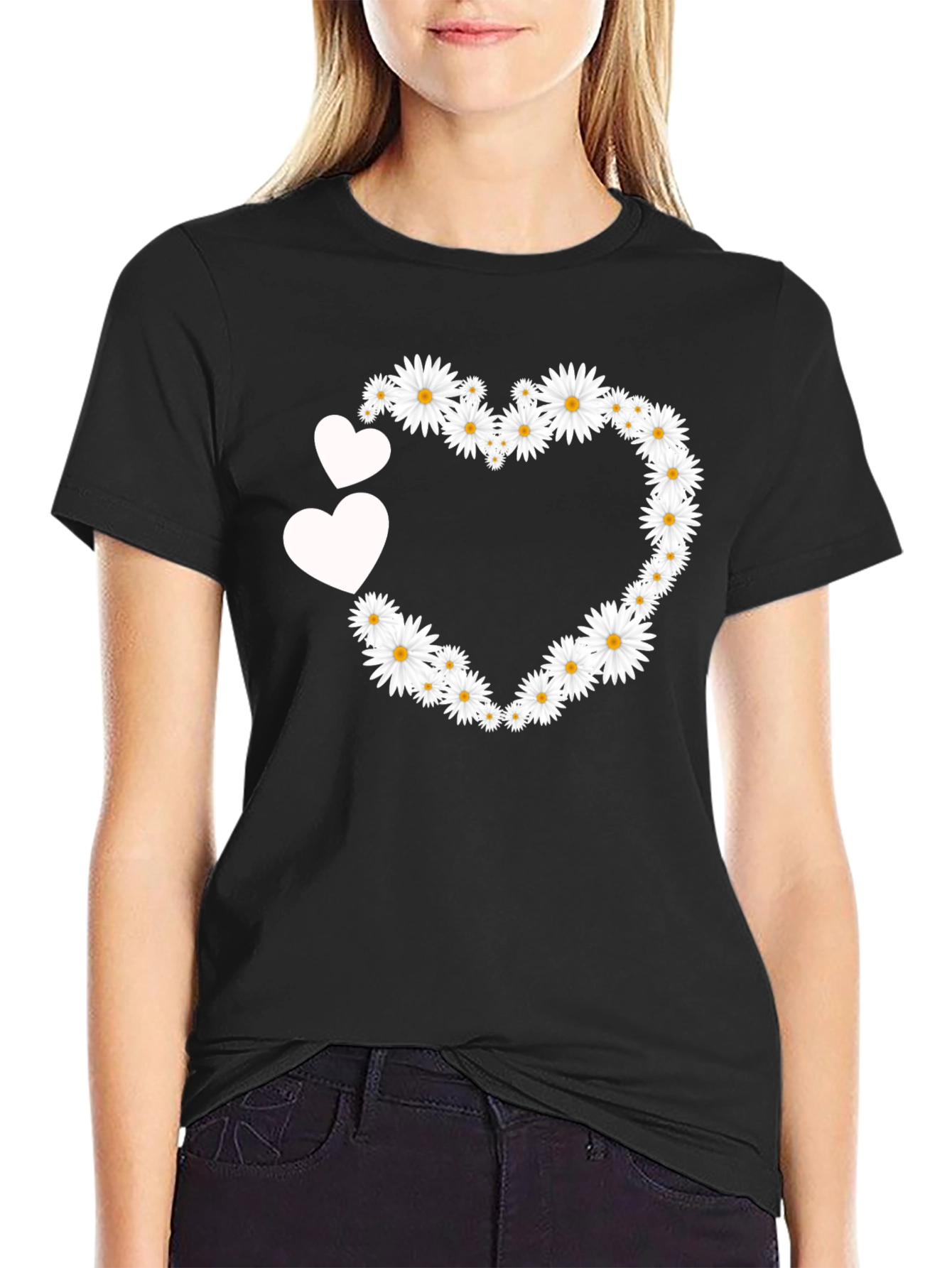 Floral Heart Tee - Cute Daisy Love T-Shirt