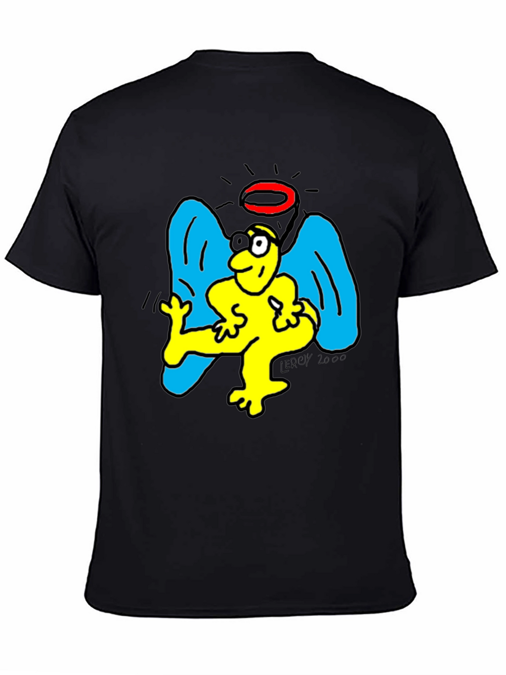 Angel Cartoon Graphic Tee - Black