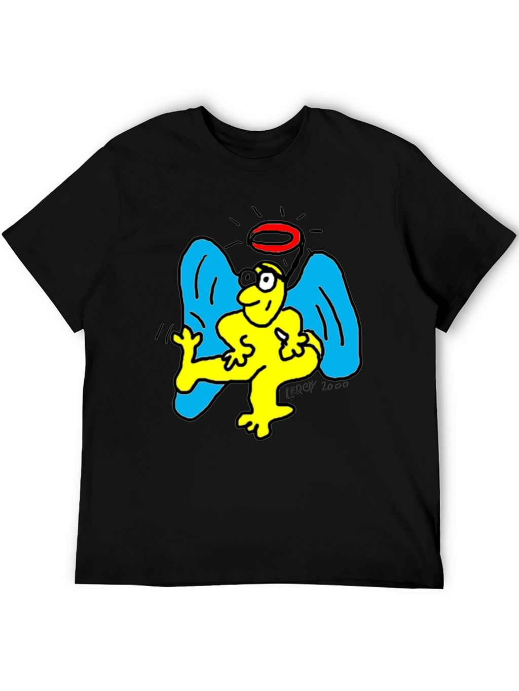 Angel Cartoon Graphic Tee - Black