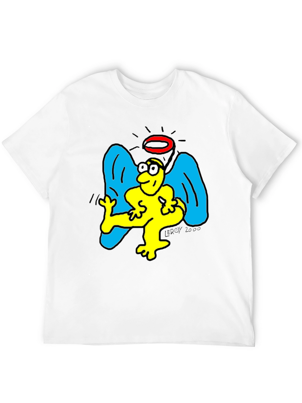 Angel Cartoon Graphic Tee - Black