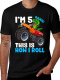 5th Birthday Monster Truck Dinosaur T-Shirt