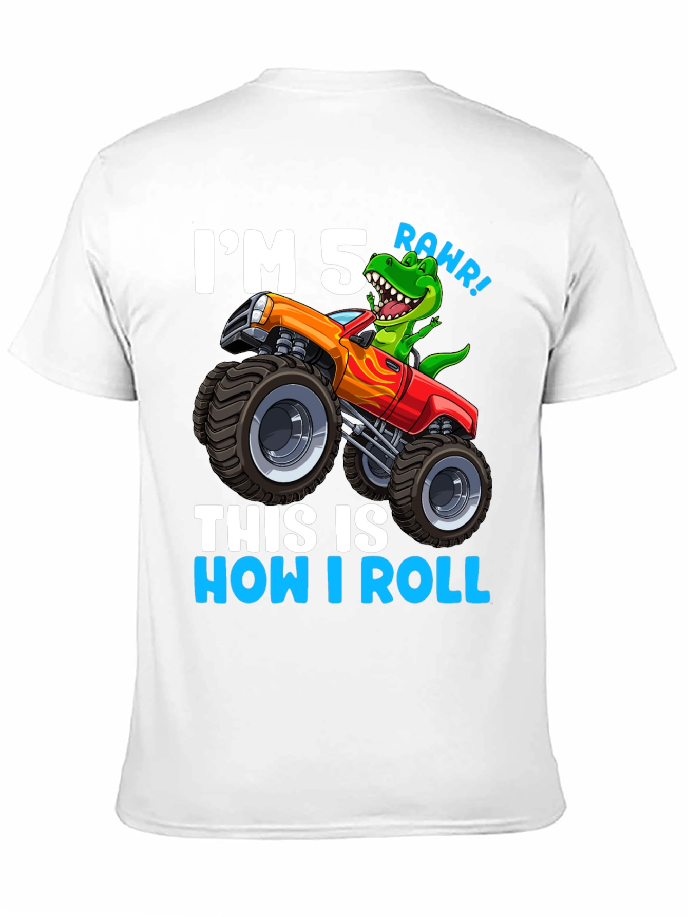 5th Birthday Monster Truck Dinosaur T-Shirt