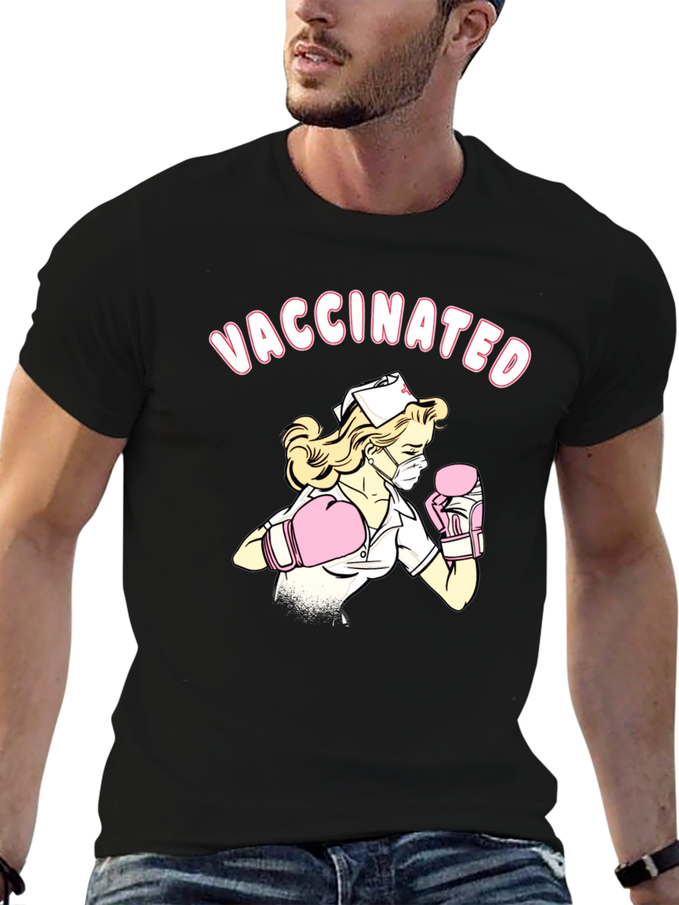 Vaccinated Nurse T-Shirt - Black