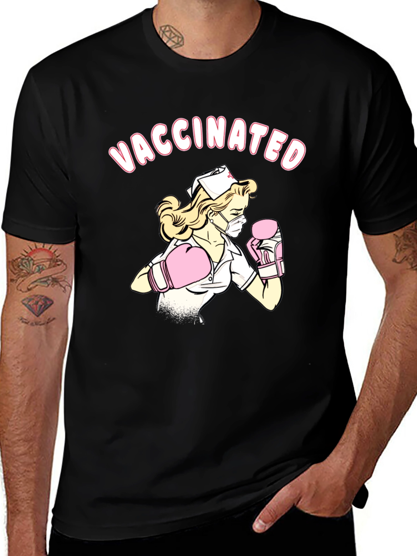 Vaccinated Nurse T-Shirt - Black
