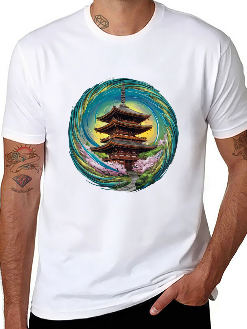 Pagoda T-Shirt - Unique Artistic Design