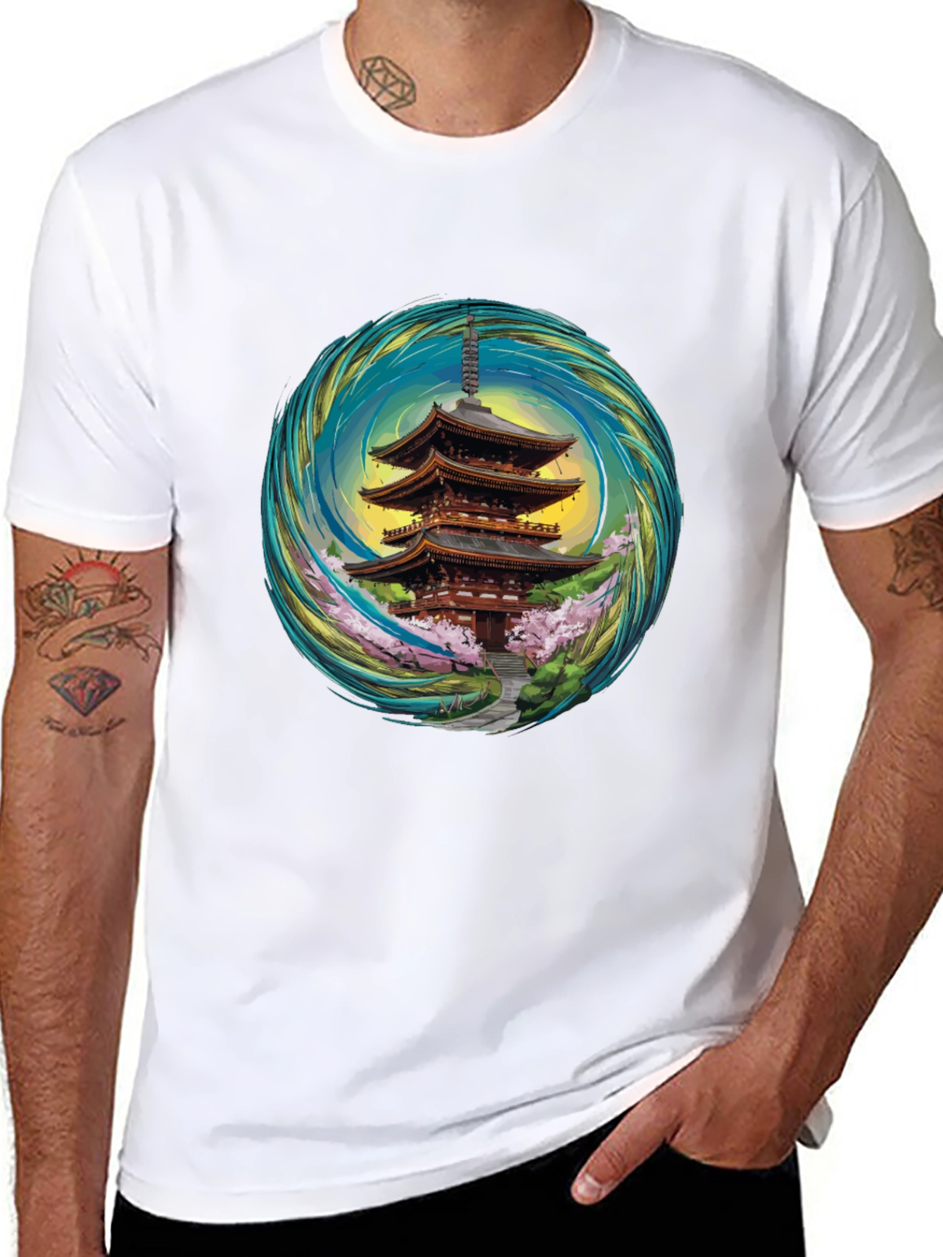 Pagoda T-Shirt - Unique Artistic Design