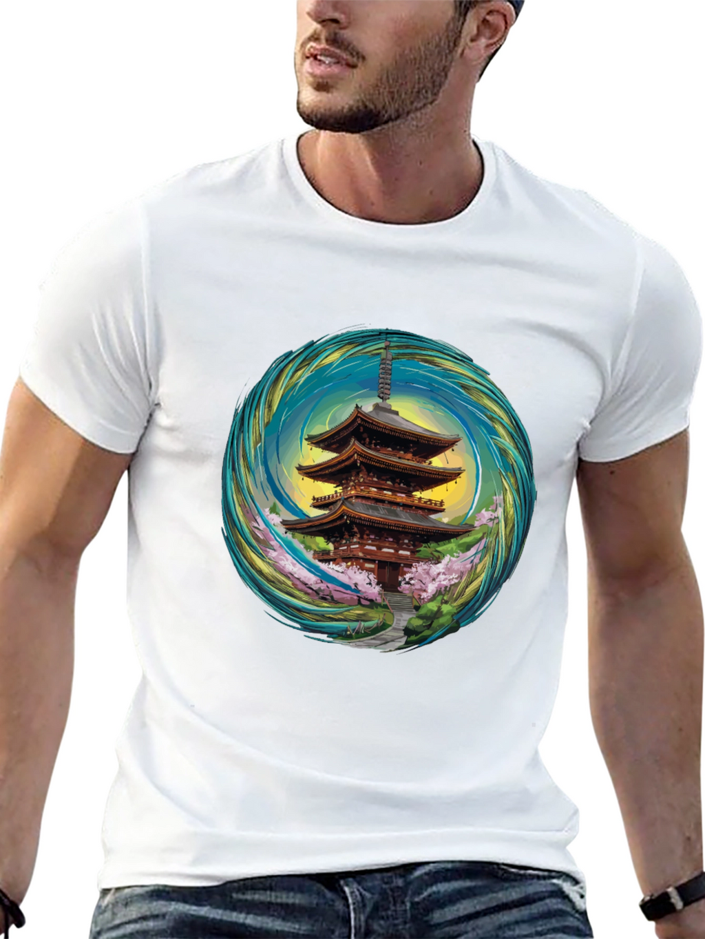 Pagoda T-Shirt - Unique Artistic Design