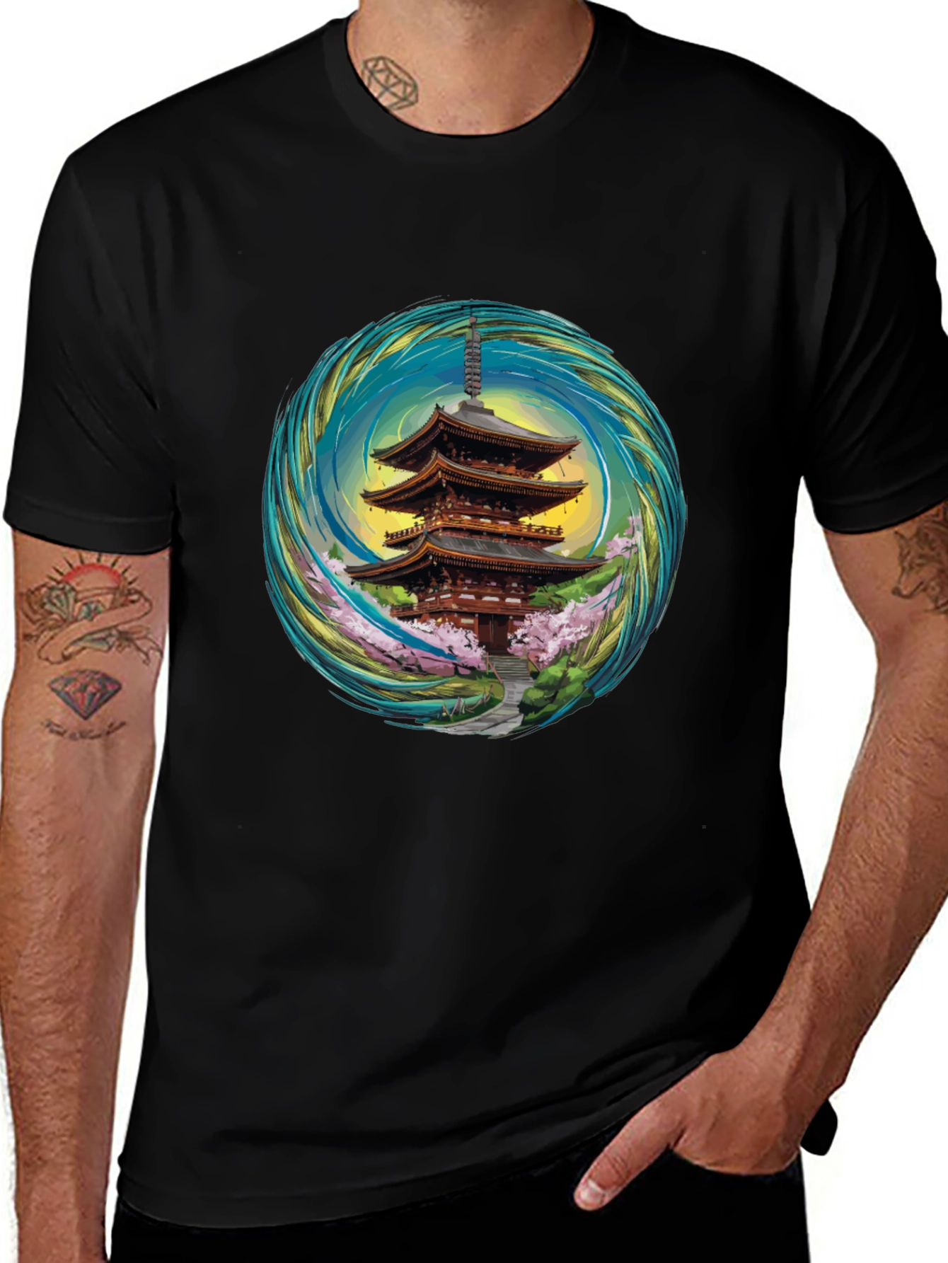 Pagoda T-Shirt - Unique Artistic Design