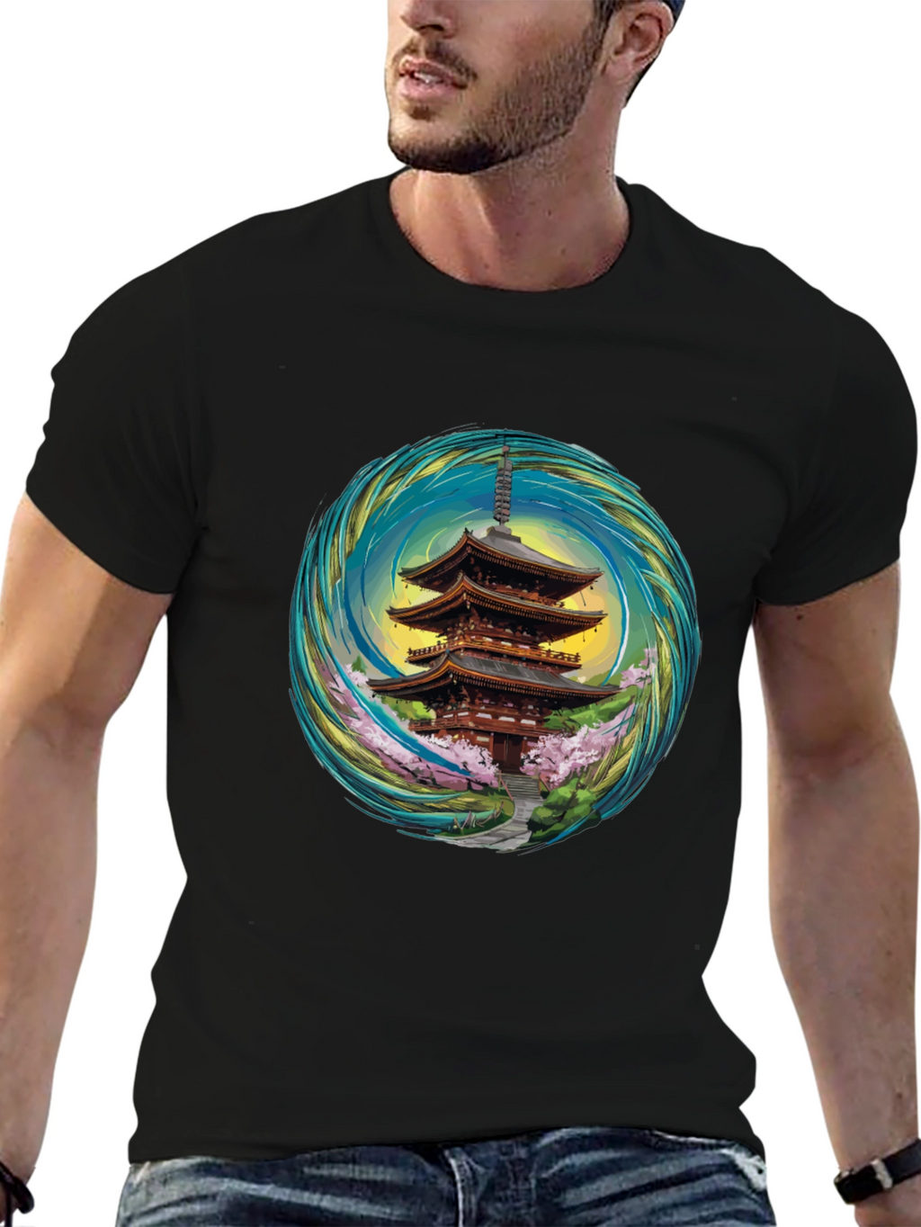 Pagoda T-Shirt - Unique Artistic Design