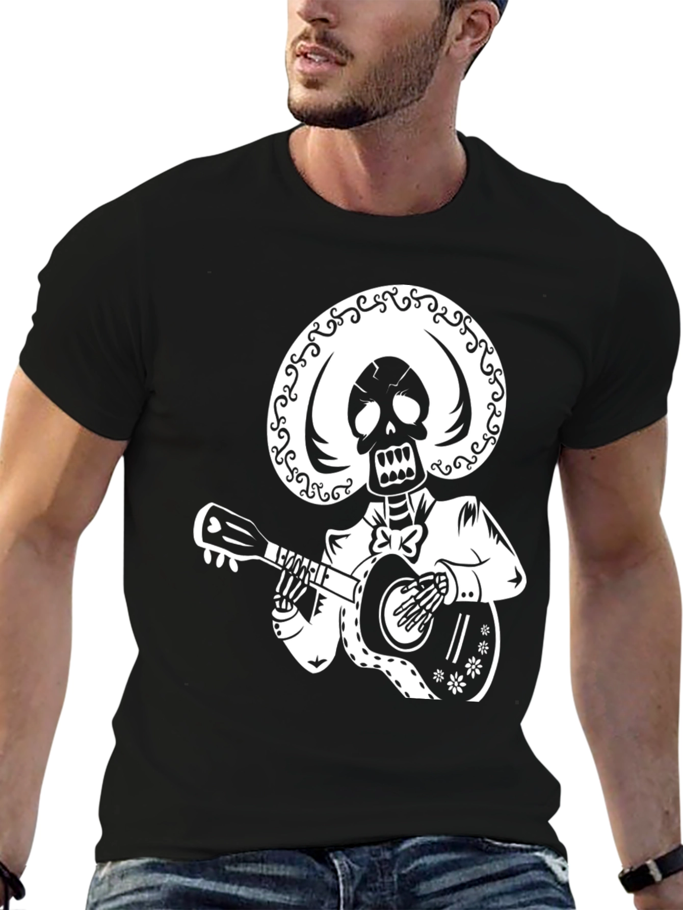 Day of the Dead Skeleton Guitar Player T-Shirt