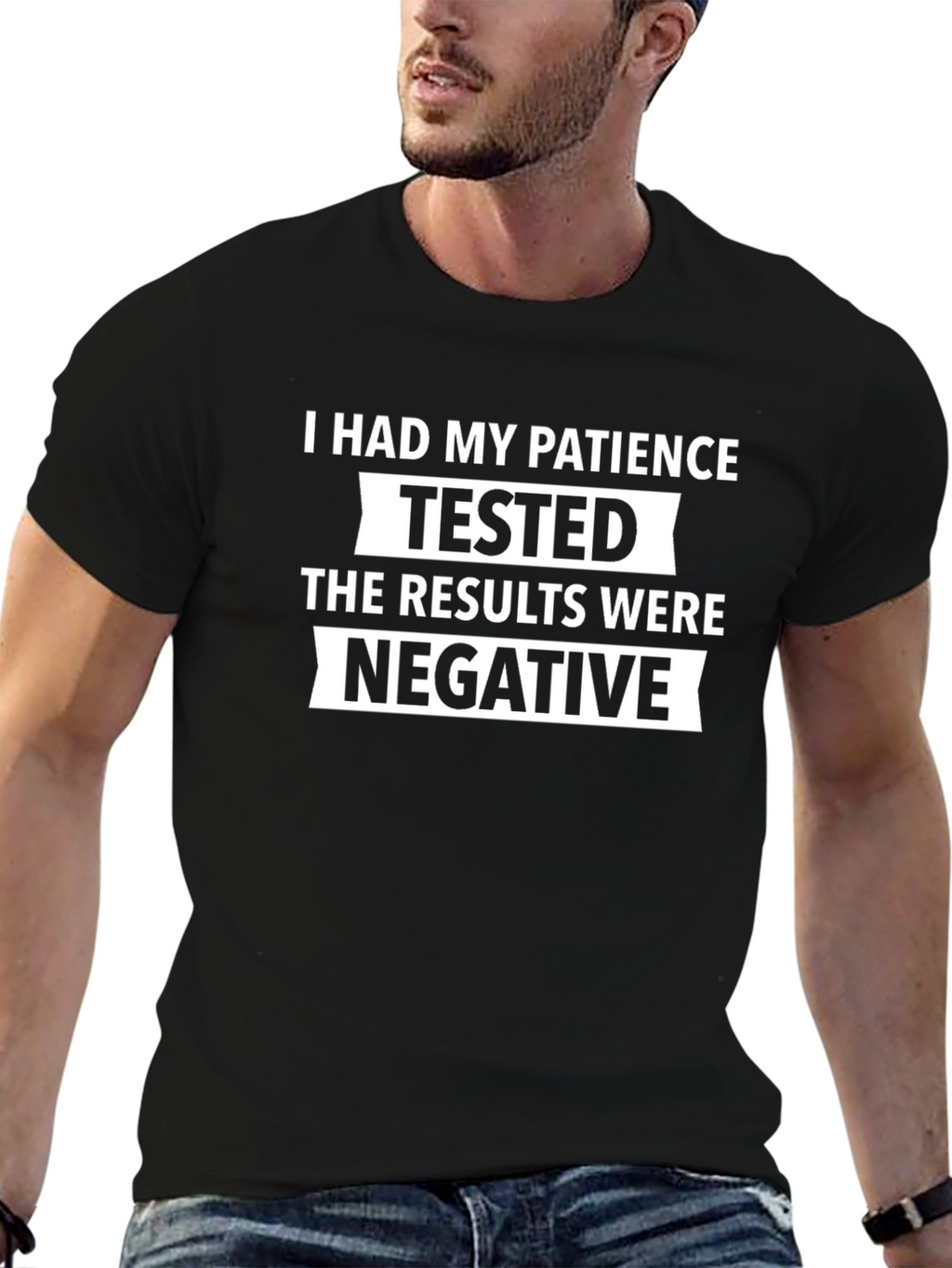 Humorous Patience Tested Negative Black T-Shirt