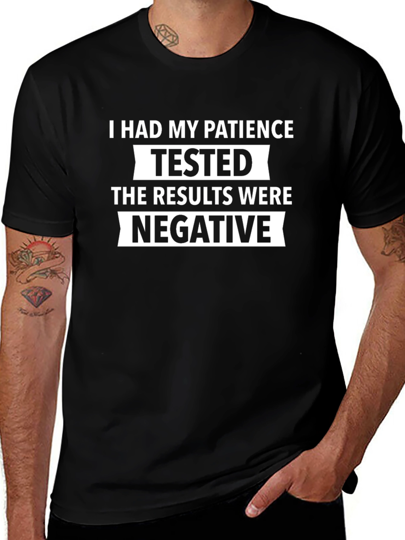 Humorous Patience Tested Negative Black T-Shirt