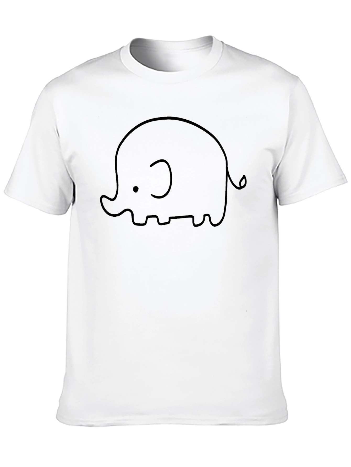 Cute Elephant Graphic Print Crew Neck T-Shirt