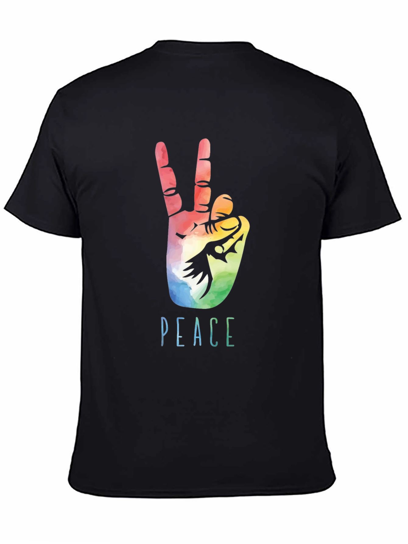 Peace Sign Graphic Tee - Colorful Hand Design