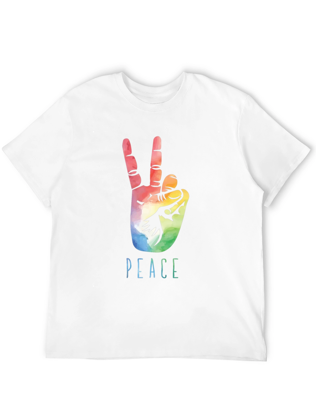 Peace Sign Graphic Tee - Colorful Hand Design