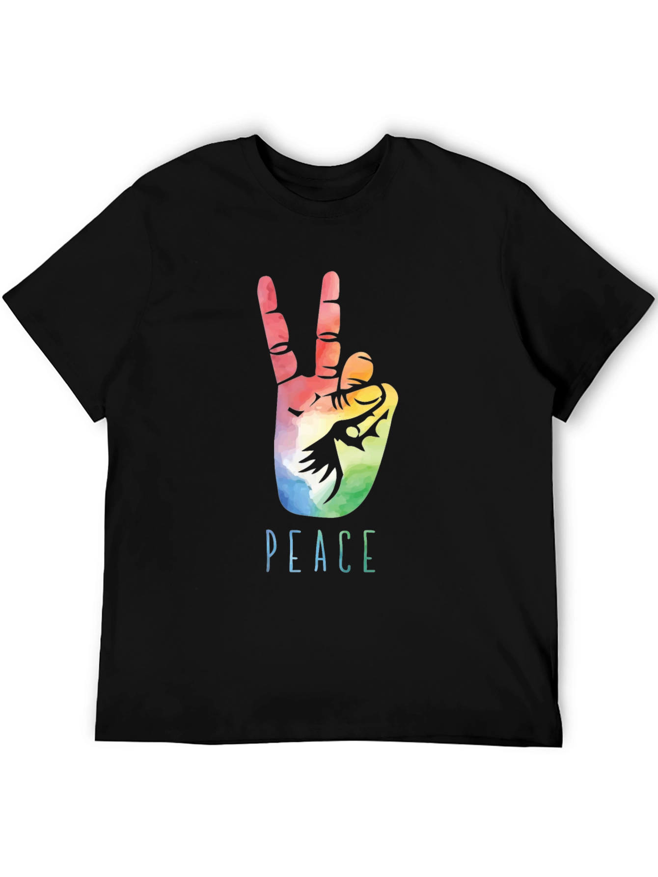 Peace Sign Graphic Tee - Colorful Hand Design