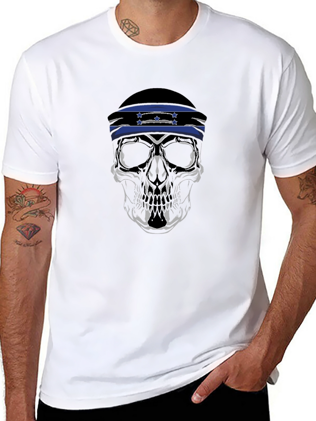 Skull Bandana Graphic T-Shirt - Mens Black Tee
