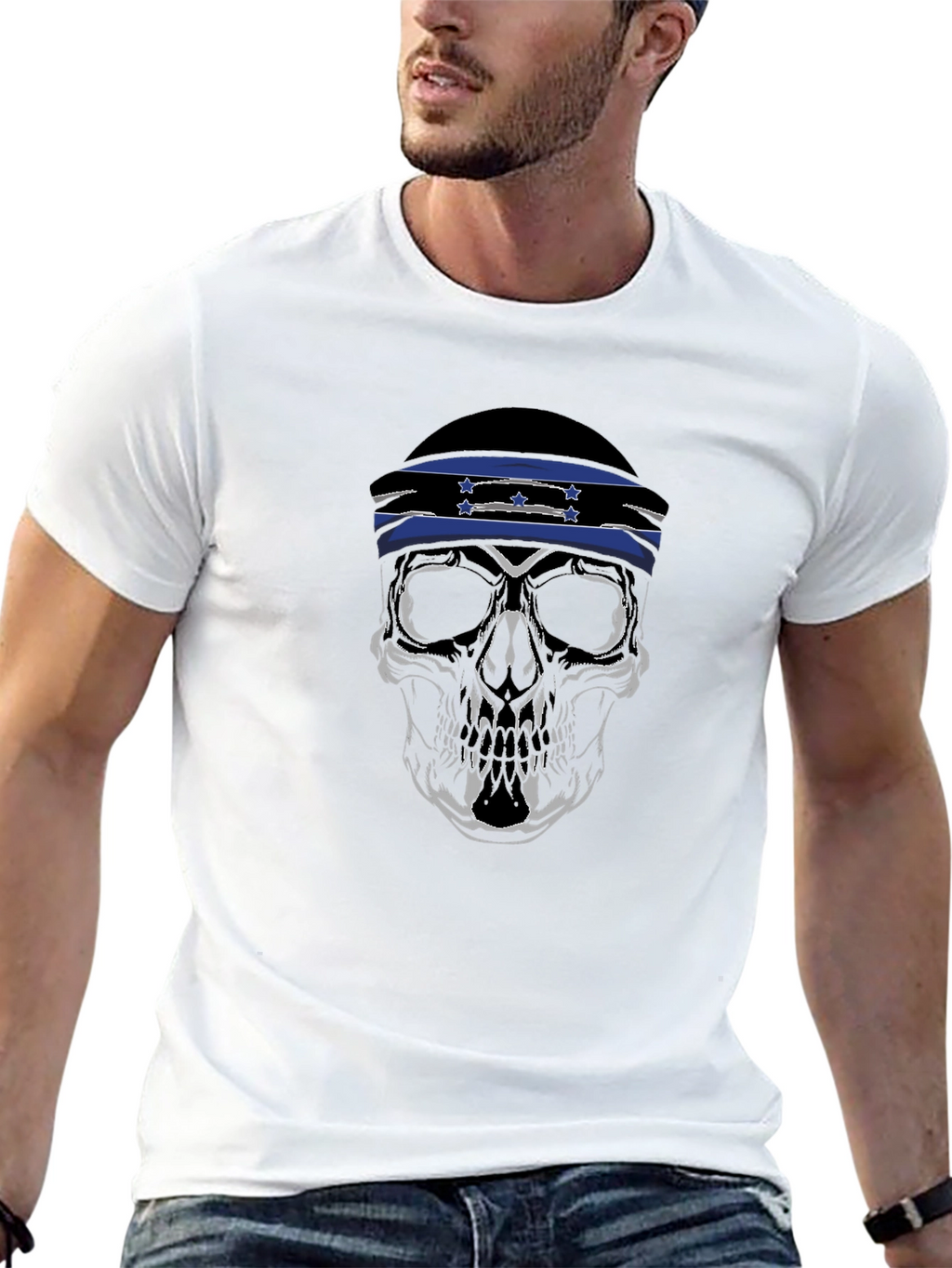 Skull Bandana Graphic T-Shirt - Mens Black Tee