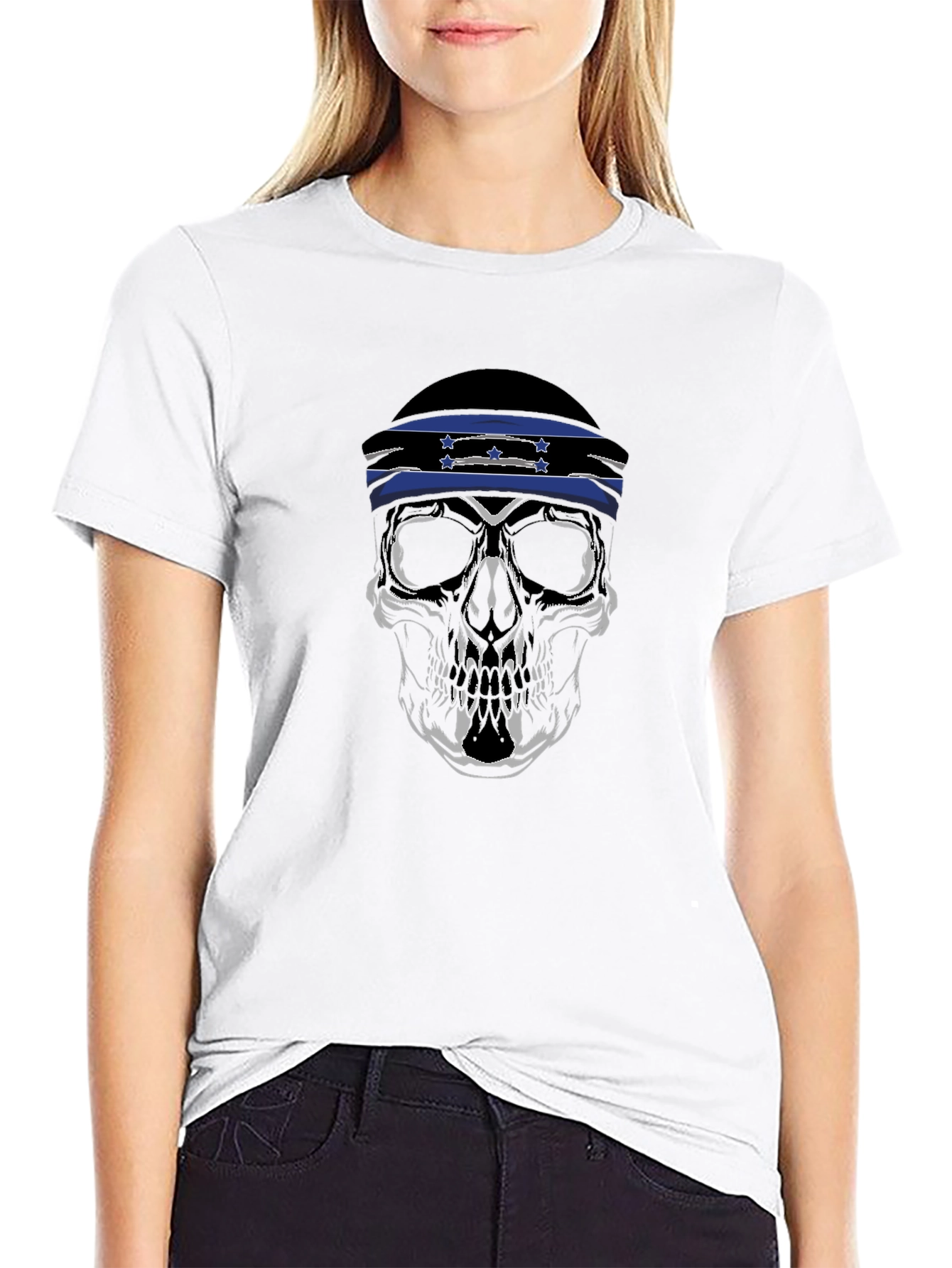 Skull Bandana Graphic T-Shirt - Mens Black Tee
