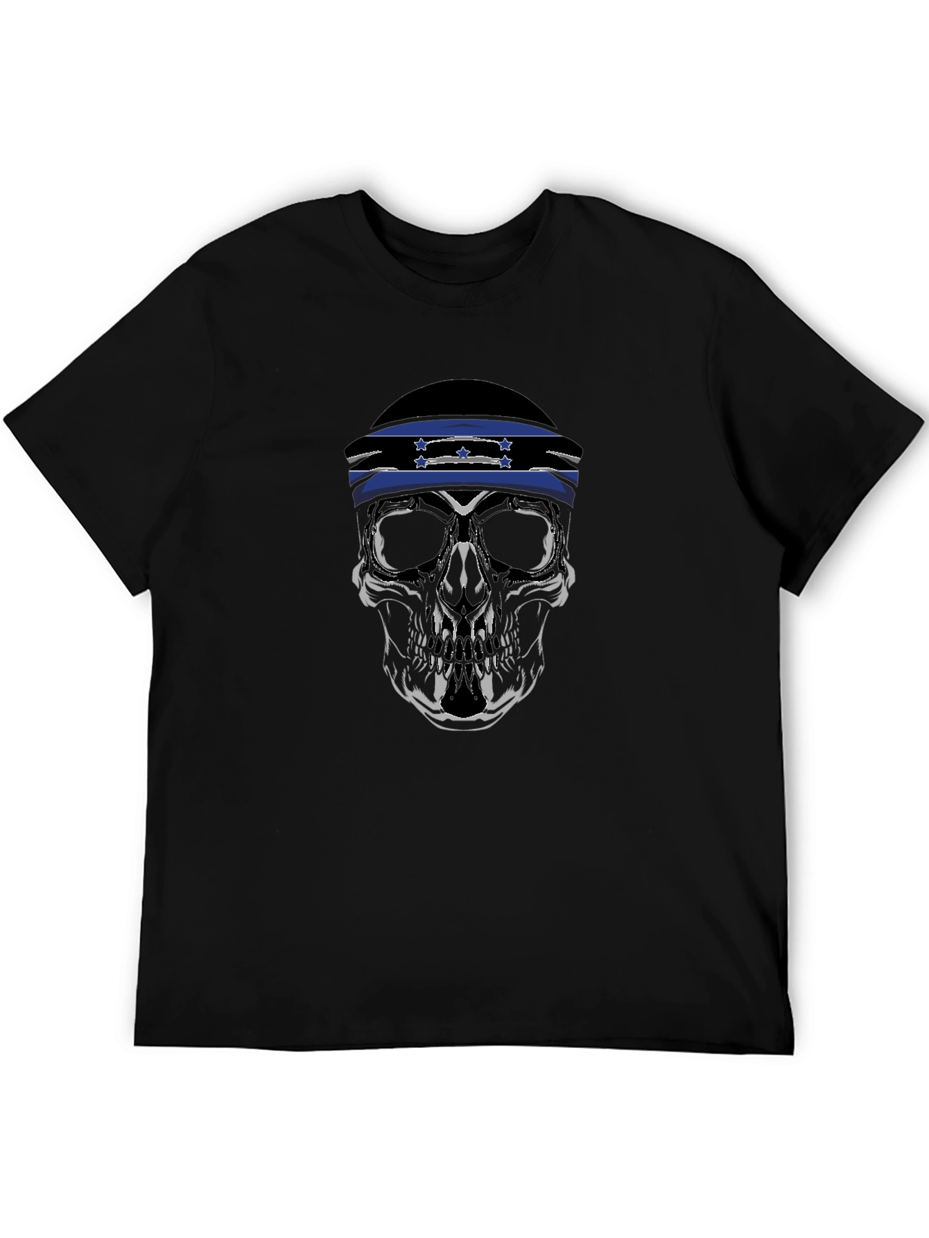 Skull Bandana Graphic T-Shirt - Mens Black Tee