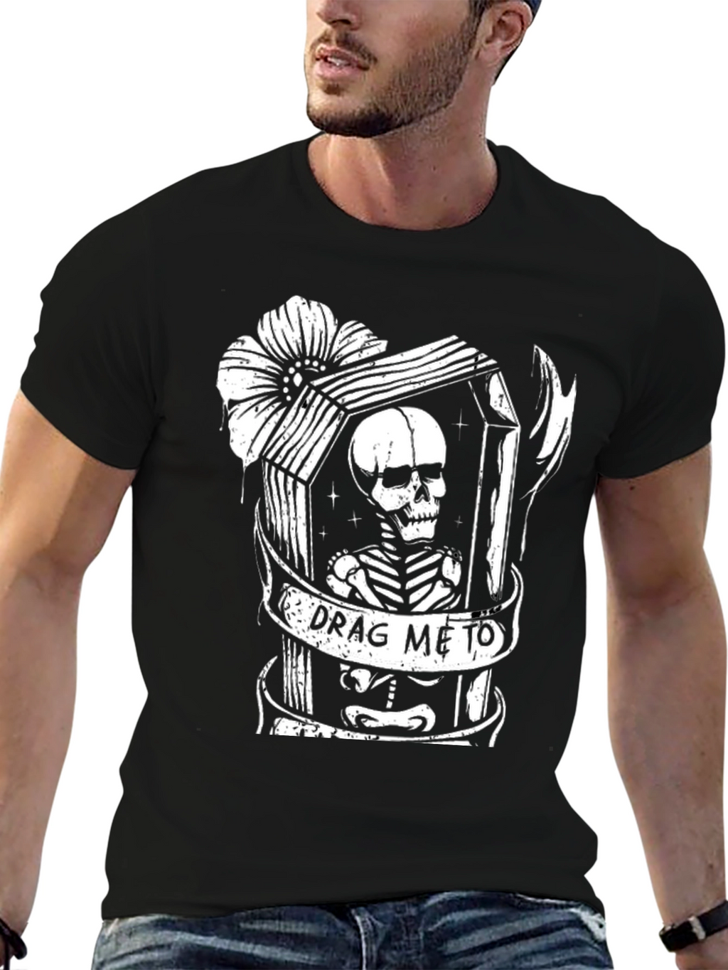 Drag Me To Coffin Skeleton Graphic T-Shirt