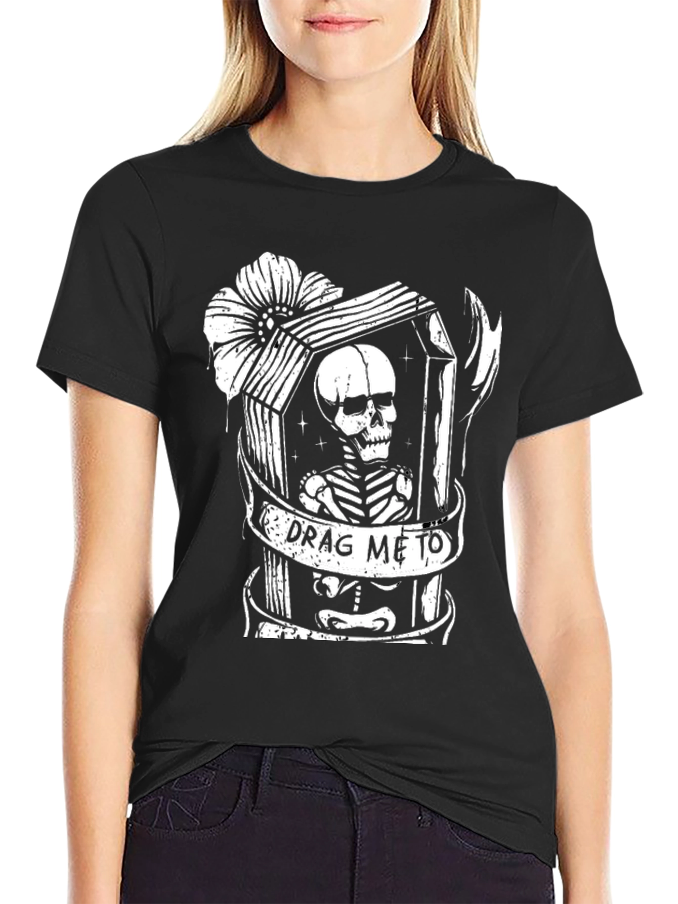 Drag Me To Coffin Skeleton Graphic T-Shirt