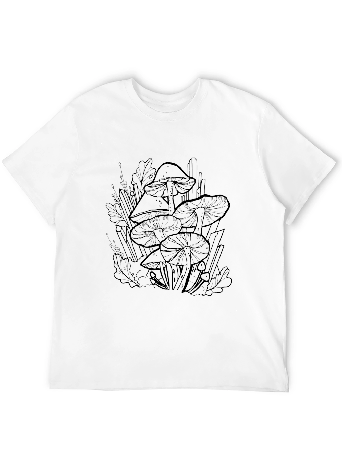 Mushroom Print Black T-Shirt