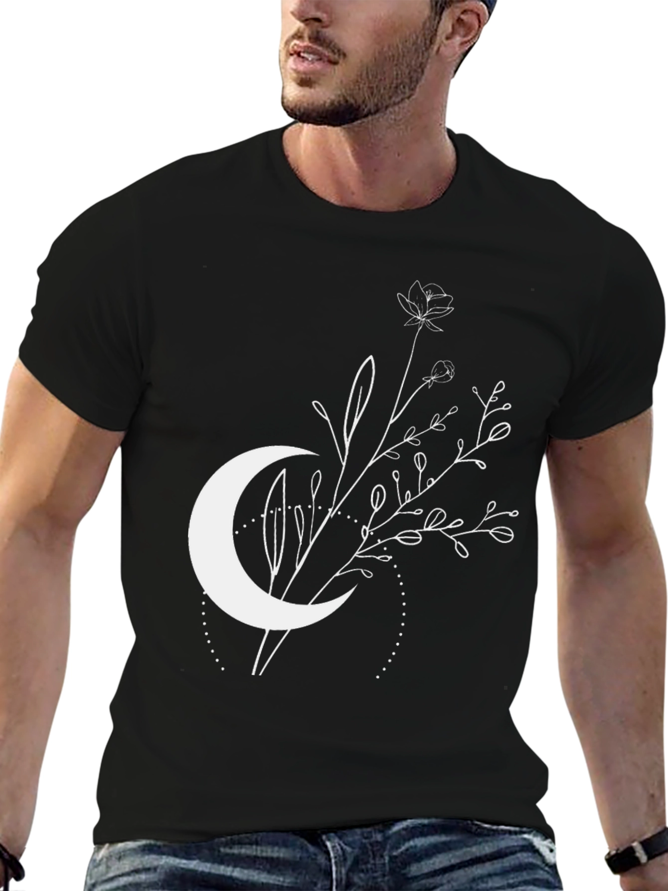 Moon & Floral Graphic T-Shirt - Stylish Casual Wear