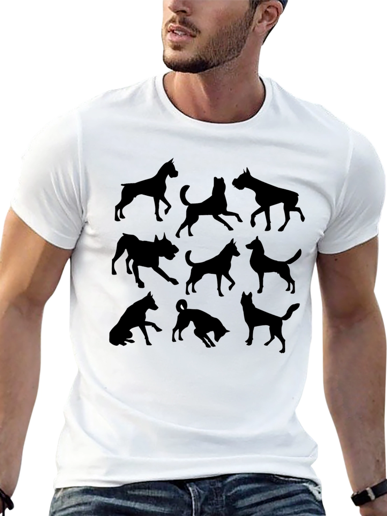 Dog Silhouettes Black Graphic Tee