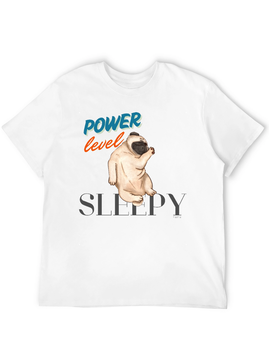 Power Level Sleepy Pug Black T-Shirt