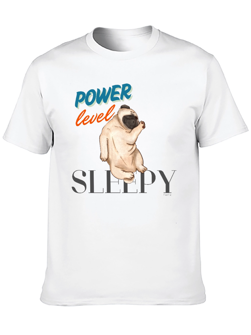 Power Level Sleepy Pug Black T-Shirt