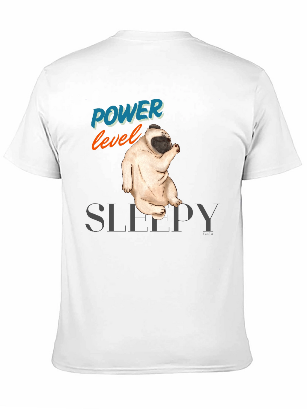 Power Level Sleepy Pug Black T-Shirt