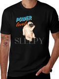 Power Level Sleepy Pug Black T-Shirt