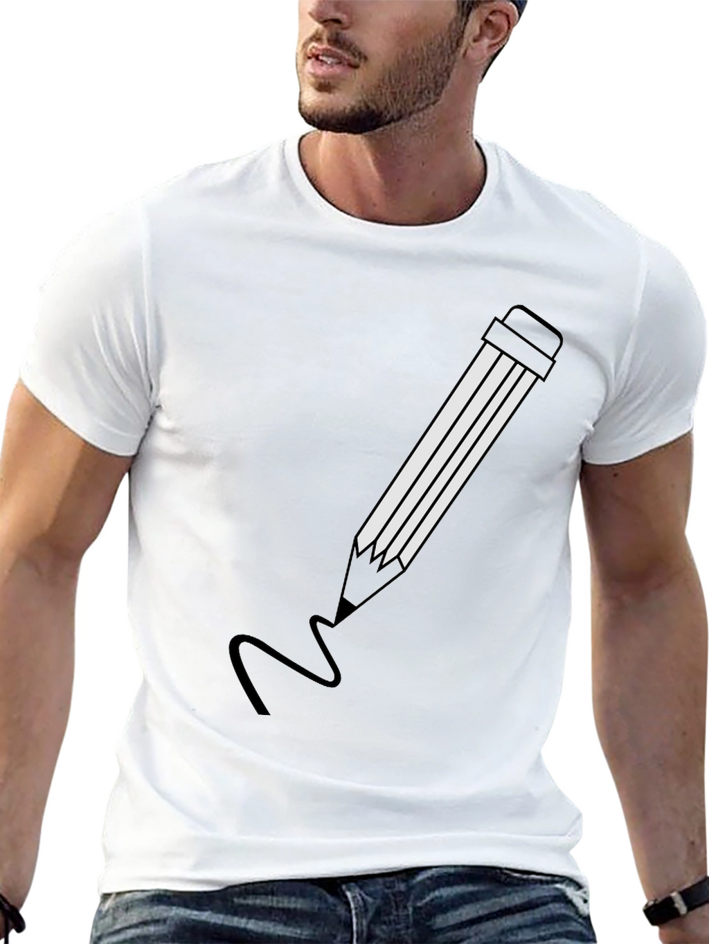 Pencil Graphic Black T-Shirt | Modern Casual Tee